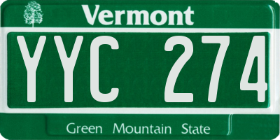 VT license plate YYC274