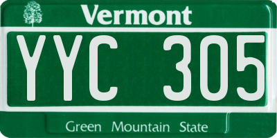 VT license plate YYC305