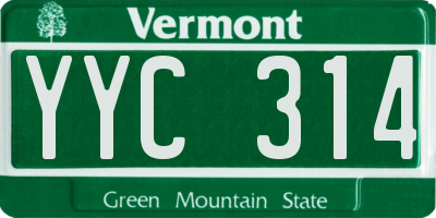 VT license plate YYC314