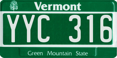 VT license plate YYC316