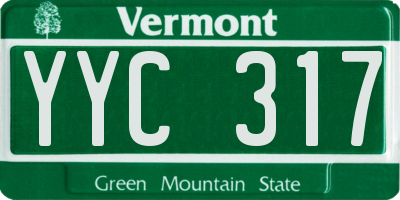 VT license plate YYC317