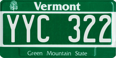 VT license plate YYC322