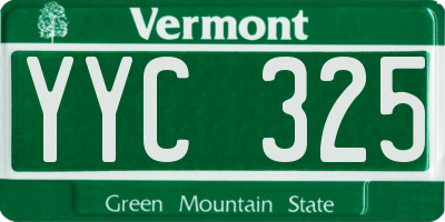 VT license plate YYC325