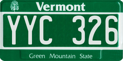 VT license plate YYC326