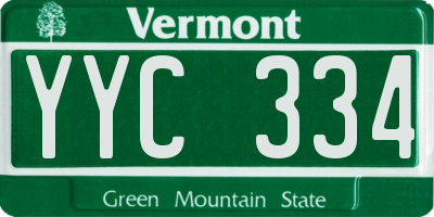 VT license plate YYC334