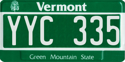 VT license plate YYC335