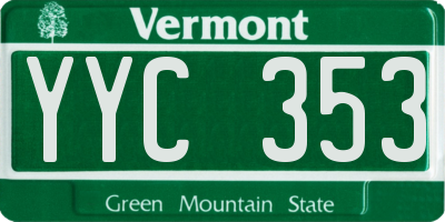 VT license plate YYC353