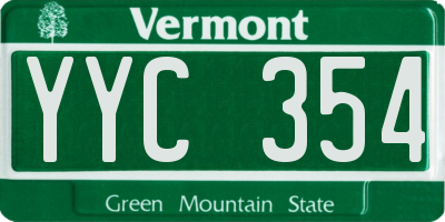 VT license plate YYC354