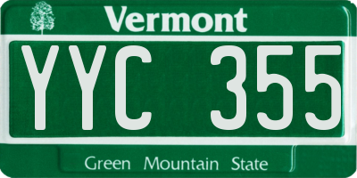 VT license plate YYC355