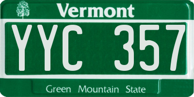 VT license plate YYC357