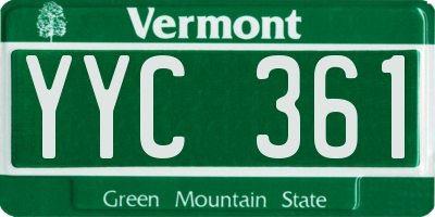 VT license plate YYC361