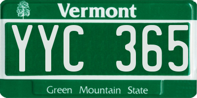 VT license plate YYC365