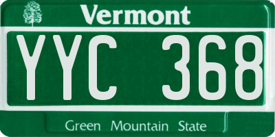VT license plate YYC368