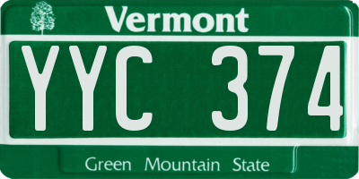 VT license plate YYC374