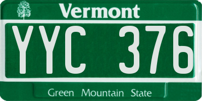 VT license plate YYC376