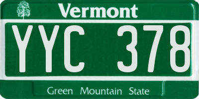 VT license plate YYC378