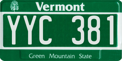 VT license plate YYC381