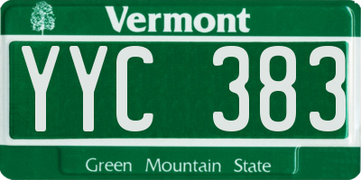 VT license plate YYC383