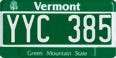 VT license plate YYC385