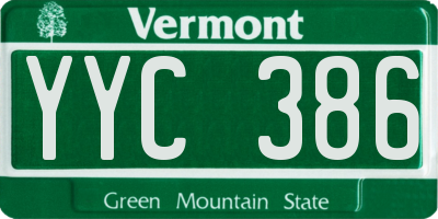 VT license plate YYC386