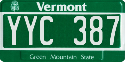 VT license plate YYC387