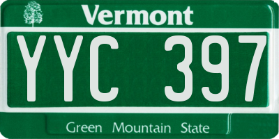 VT license plate YYC397