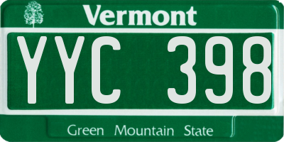 VT license plate YYC398