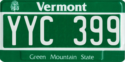 VT license plate YYC399
