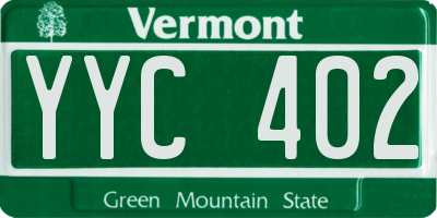 VT license plate YYC402