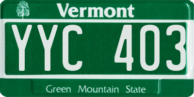 VT license plate YYC403