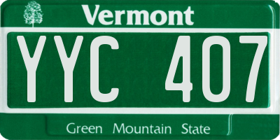 VT license plate YYC407