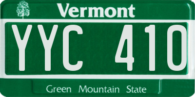 VT license plate YYC410