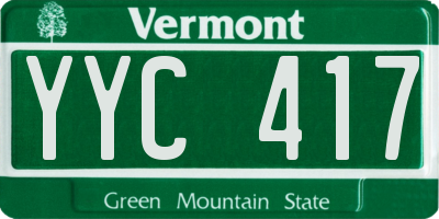 VT license plate YYC417