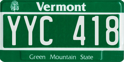VT license plate YYC418