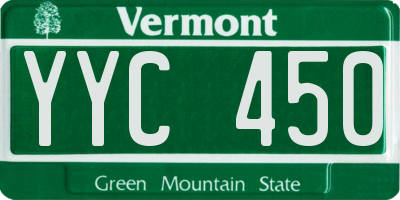 VT license plate YYC450