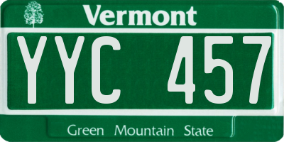VT license plate YYC457