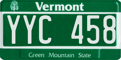 VT license plate YYC458