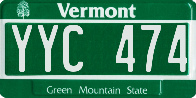VT license plate YYC474