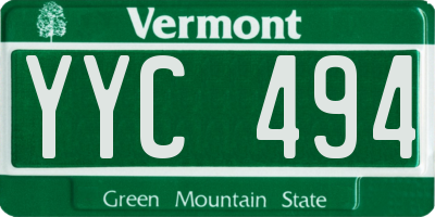 VT license plate YYC494