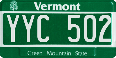 VT license plate YYC502