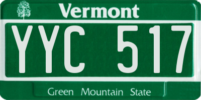 VT license plate YYC517