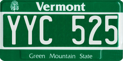 VT license plate YYC525