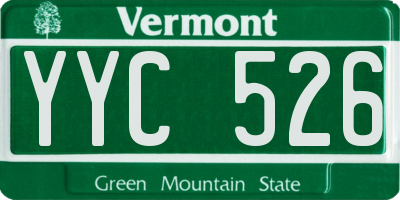 VT license plate YYC526