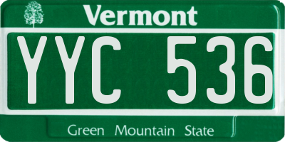 VT license plate YYC536