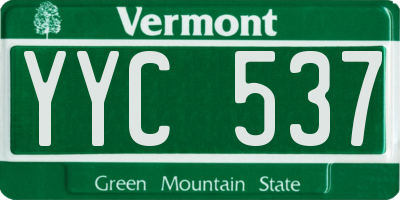VT license plate YYC537
