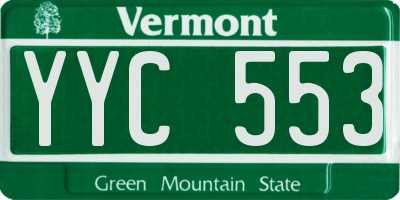 VT license plate YYC553