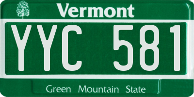 VT license plate YYC581