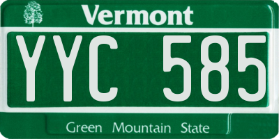 VT license plate YYC585