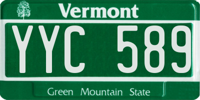 VT license plate YYC589