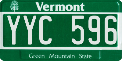 VT license plate YYC596